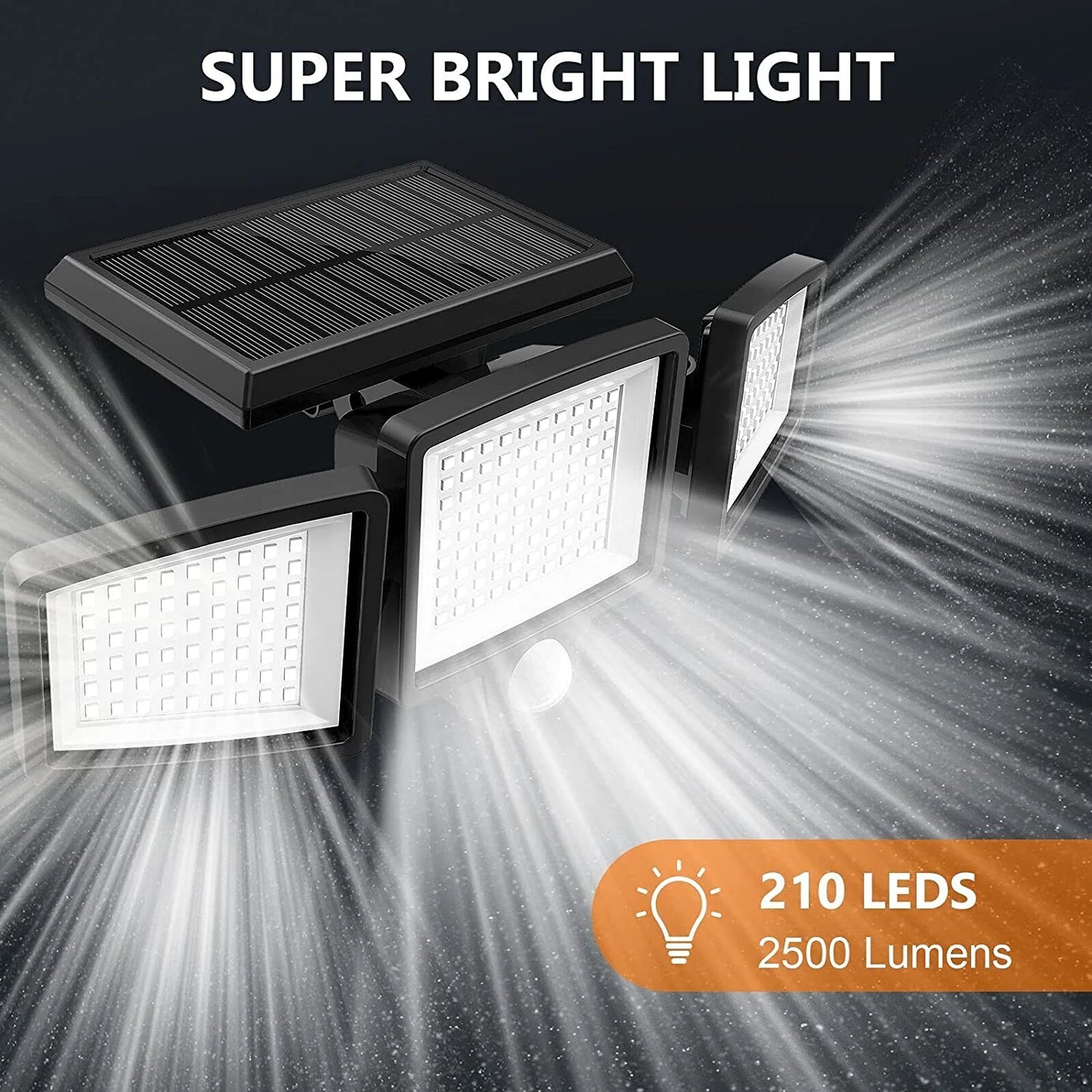 SZRSTH Solar Lights Outdoor - 210 LED 2500LM Waterproof Motion Sensor Security Lights with Wireless Remote Flood Lights for Patio Garage Yard Entryways