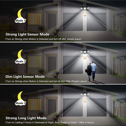 SZRSTH Solar Lights Outdoor - 210 LED 2500LM Waterproof Motion Sensor Security Lights with Wireless Remote Flood Lights for Patio Garage Yard Entryways