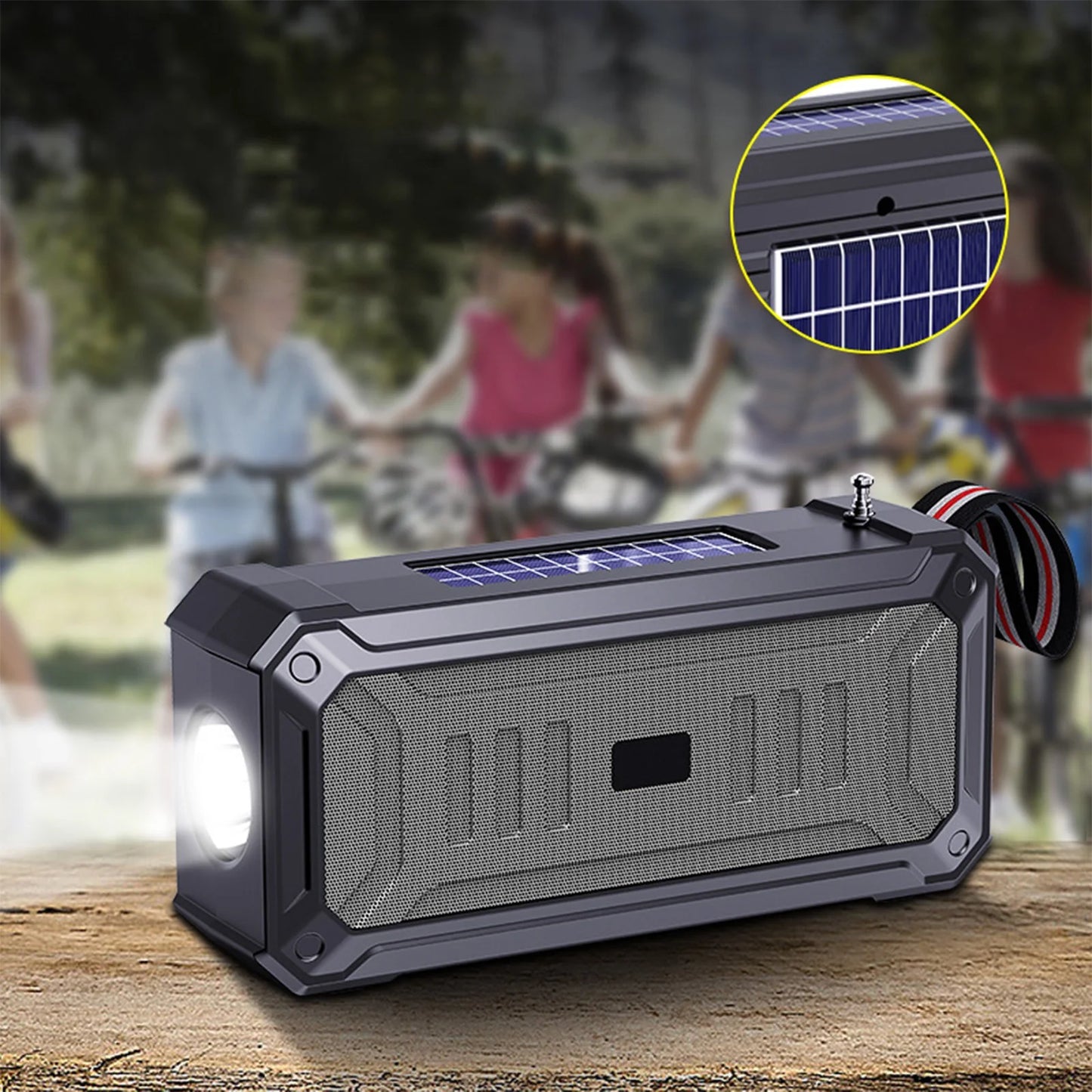 Solar Bluetooth Speaker Portable Outdoor Speaker with Flashlight
