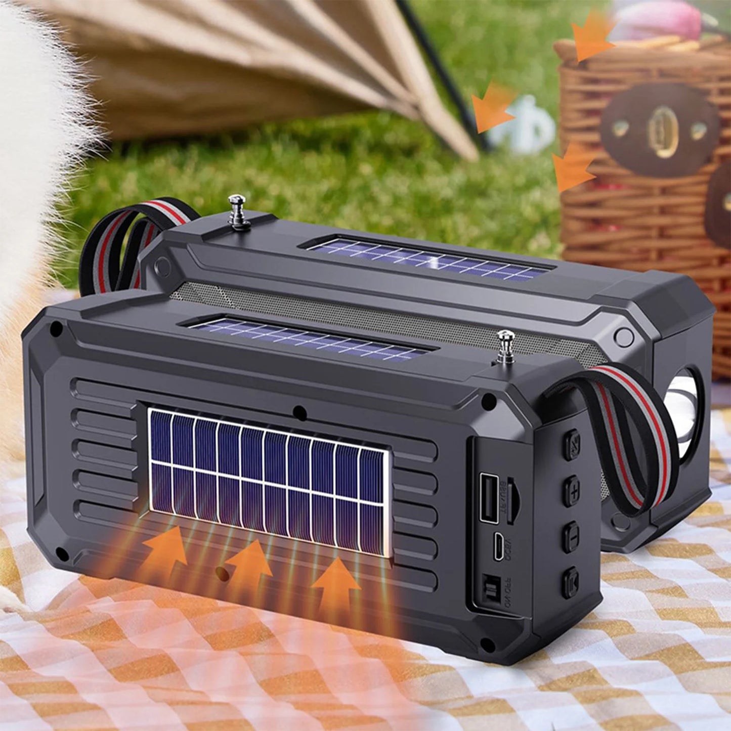Solar Bluetooth Speaker Portable Outdoor Speaker with Flashlight