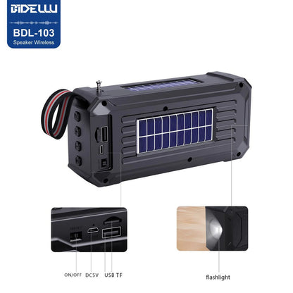 Solar Bluetooth Speaker Portable Outdoor Speaker with Flashlight