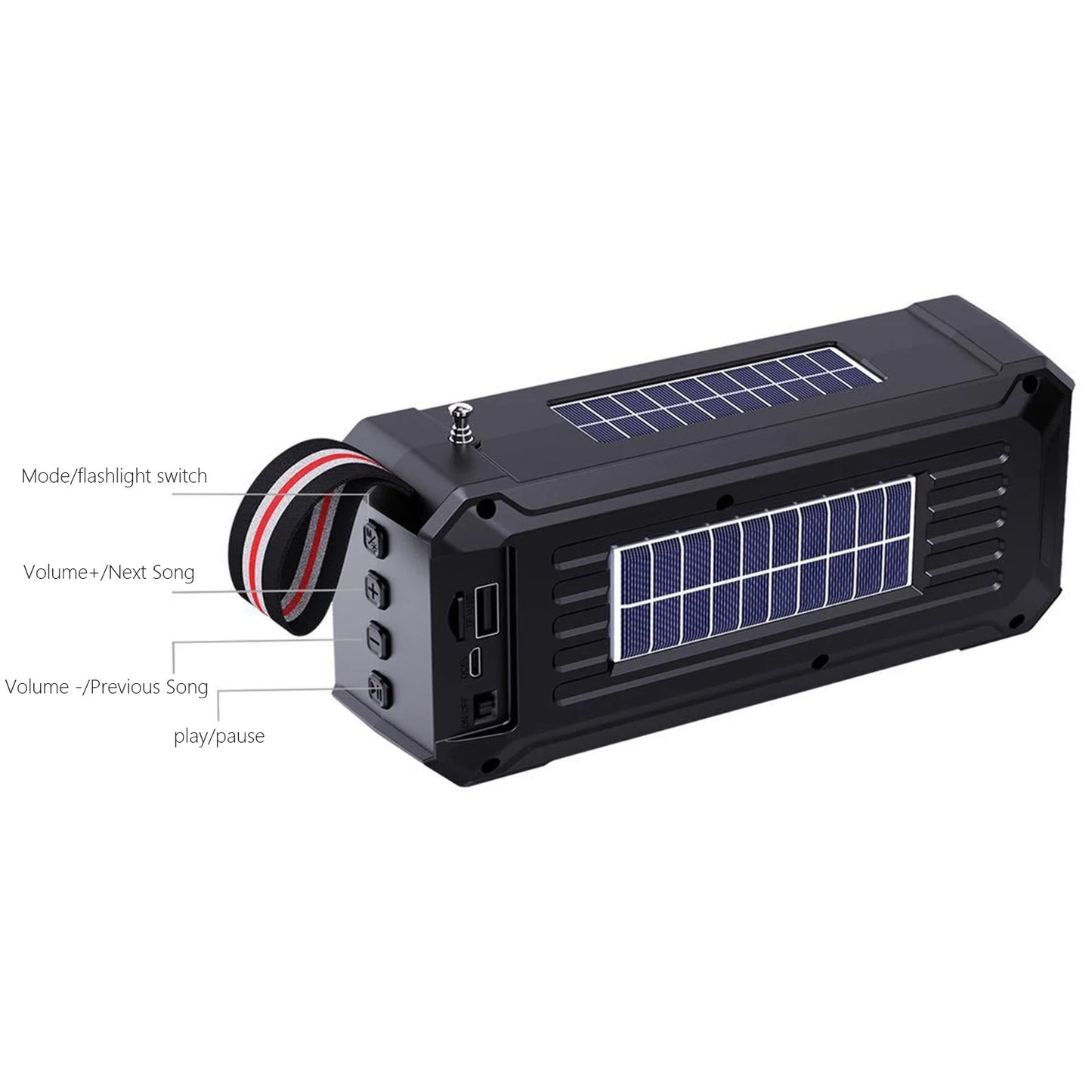 Solar Bluetooth Speaker Portable Outdoor Speaker with Flashlight