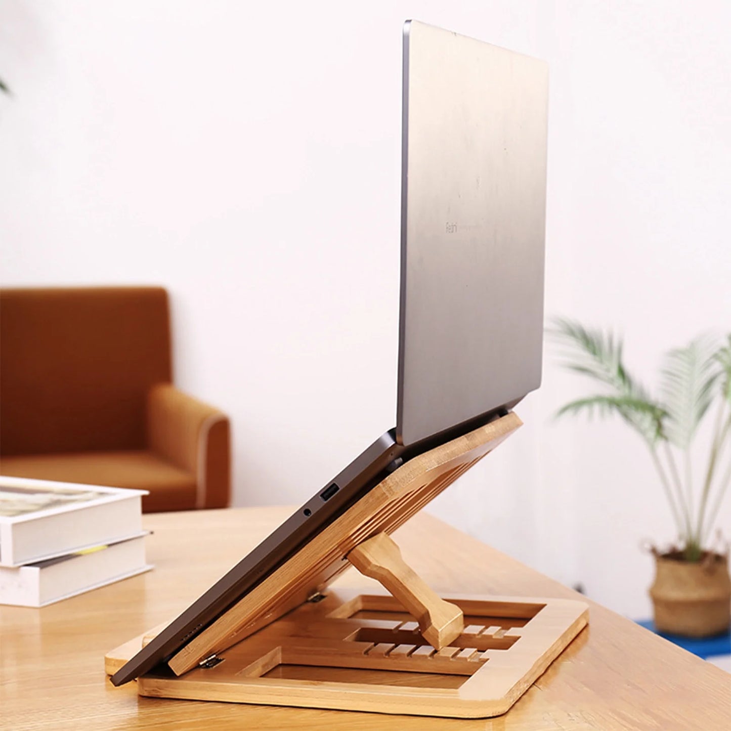 Foldable Bamboo Laptop Stand Adjustable Desk Riser
