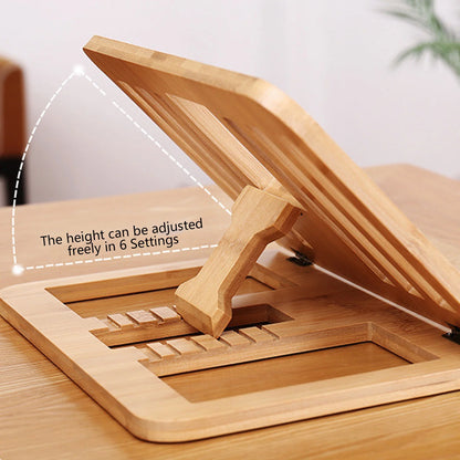Foldable Bamboo Laptop Stand Adjustable Desk Riser