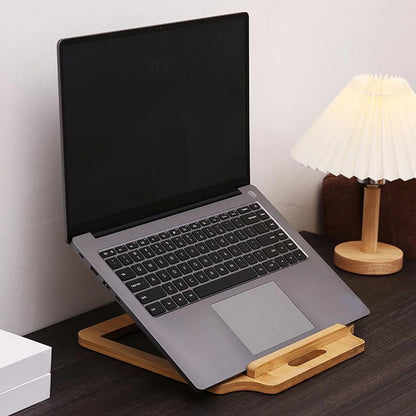 Foldable Bamboo Laptop Stand Adjustable Desk Riser