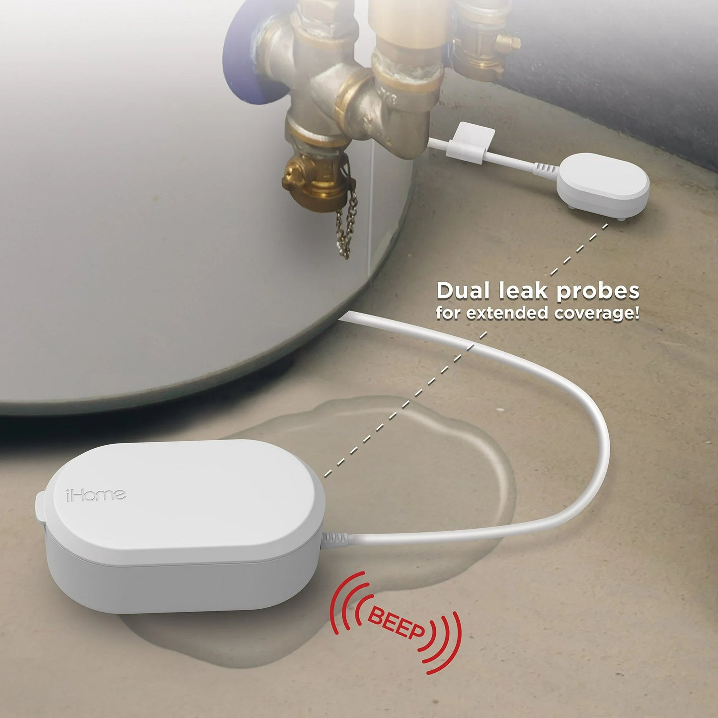 iHome Smart Water Leak Sensor, No Hub Required