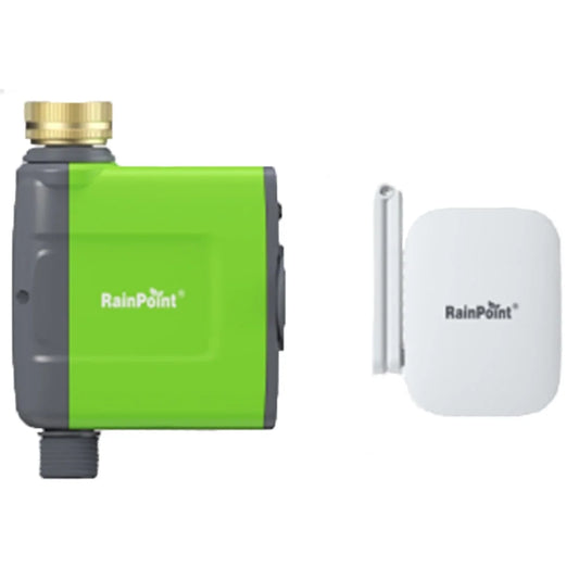 RainPoint Smart Sprinkler Timer 1 Zone Irrigation System for Garden Watering, HTV145B Water Hose Timer and HWG023WRF WI-FI Hub