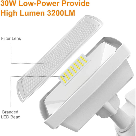 LEPOWER 30W LED Security Lights Motion Sensor Light Outdoor, 3200LM Motion Security Light, 5500K, IP65 Waterproof, 2 Head Motion Detector Flood Light for Garage, Yard, Porch