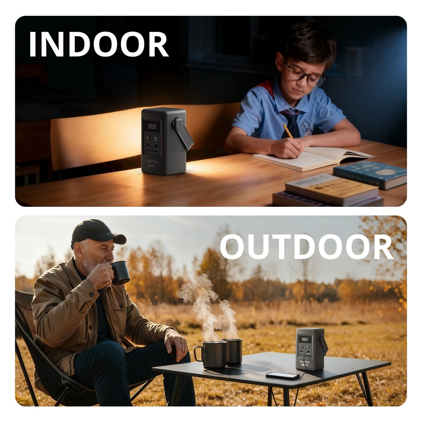 SolarPlay Q100 Portable Power Station with 96Wh LiFePO4 Battery, 100W Solar Generator Two-Way Fast Charging, for Outdoor Camping & Emergencies