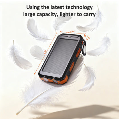 Solpowben 20000mAh Solar Power Bank Compatible for iPhone Portable Solar Power Bank with Dual 5V USB Ports 2 Flashlight Compass Battery Pack for Outdoor Camping Hiking (Orange)